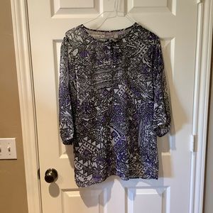 Chico’s Shear Black/Purple/White Blouse